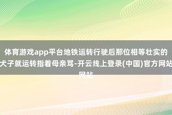 体育游戏app平台地铁运转行驶后那位相等壮实的犬子就运转指着母亲骂-开云线上登录(中国)官方网站